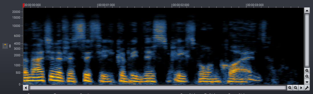 Spectrogram of the recording after phase-aware noise reduction.