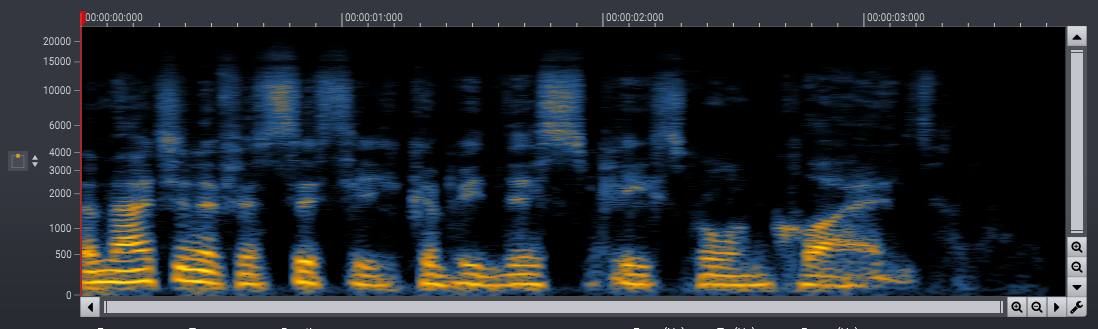 Spectrogram of the recording after noise reduction with a real-valued mask with value range [0, 1].